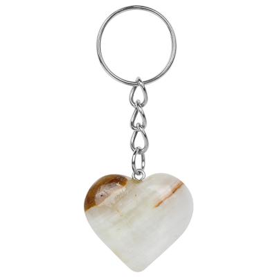 China Key Holder New Waterproof Afghanistan Jade Keyrings Small Metal Heart Shape Key Chain Volume Pendant for sale