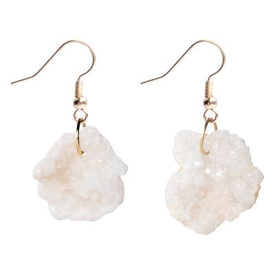 China FASHIONABLE Natural White Agate Gemstone Crystal Drop Earrings Druzy Irregular Geode Yase Engagement/Wedding Earring Jewelry for sale