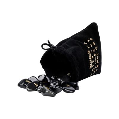 China Irregular Unique Printed Obsidian Rune Stones Europe Bag Package Sets With Instructions Rune Set for sale