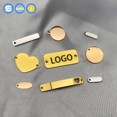 China Low MOQ FASHIONABLE custom laser engraved designer logo metal metal pendant jewelry stainless steel tags charms for diy necklace/bracelet for sale