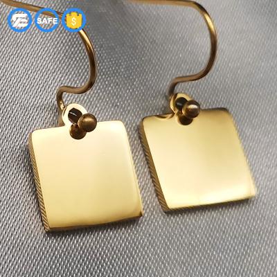 China Custom Sublimation Hang Earrings With FASHION Jewelry Luxury Stainless Steel Personalized Rectangle Letter Name Logo/Round Shape for sale