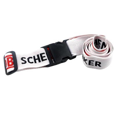 China Great Travel Agency Gift For Traveler With Name Personalized Woven Luggage Straps With Metal Buckle for sale