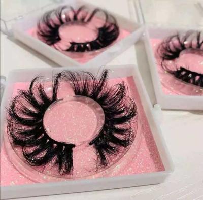 China 25mm Long Lasting Fluffy Eyelash With Private Label Packaging 5D Real Lasheswholesale Mink Lashes Custom Eyelashes for sale