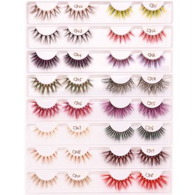 China Long Lasting Damping Wholesale 100 Real Mink Lashes Red Blue Brown Green Purple Mixed Mink Colored Eyelashes for sale