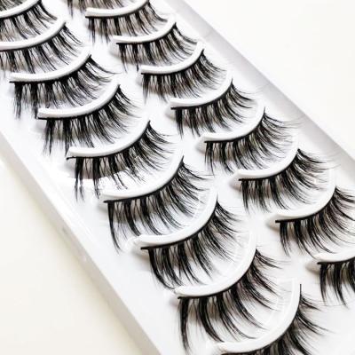 China Soft Natural Factory Multi False Tapered False Lashes Cruelty Free 10 Pair Pack 3D Korean Silk Eyelashes For Private Label for sale