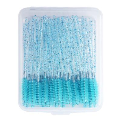 China Hot Shiny Handle Crystal Eyelash Applicator Disposable Crystal Makeup Tools Mascara Magic Wands Nylon Spoolies Brushes for sale