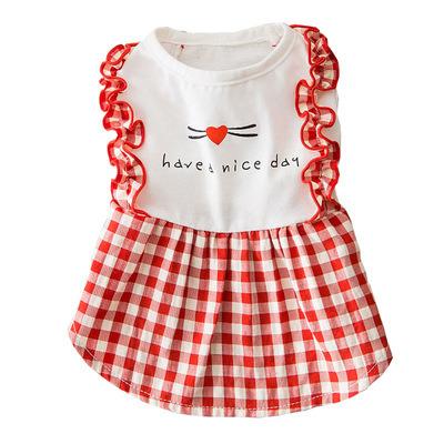 China New Plaid Cat Vest Skirt Summer Thin Cat Clothes Teddy Small Dog Stocked Breathable Pet Clothing for sale