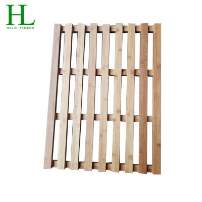 China 2021 Sustainable Natural Bamboo Shower Mat Square Bath Mats Anti-Slip Waterproof Mat for sale