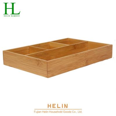 China Wholesale Sustainable Bamboo 4 Compartment Organizer Drawer Organizer for sale