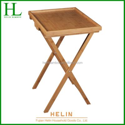 China DINING TABLE Bamboo Serving Tray Table with Foldable Legs for Breakfast for sale