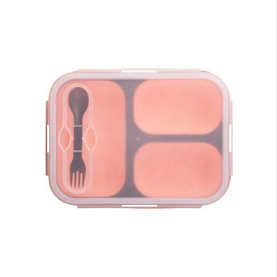 China LFGB Approval 3 Compartment Sustainable Silicone Rectangle Lunch Box For Mix Color for sale