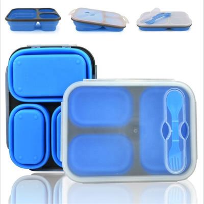 China Viable Microwavable Airtight Collapsible Lunch Box Silicone Collapsible Food Storage Containers With Lids for sale