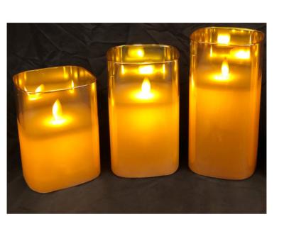 China Hot Sale 3d Glass Birthdays Real Flame Pillar Flameless Led Candle For Home Decoration for sale