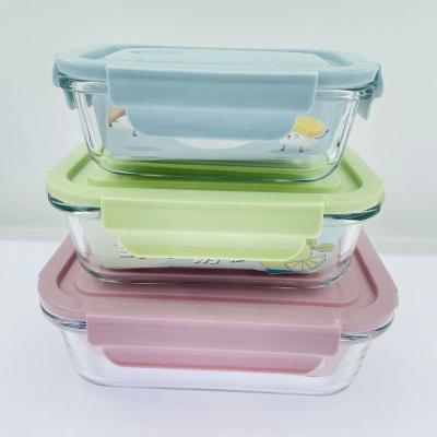 China Hot Selling Amazon High Borosilicate Glass Microwavable Food Container With New Designed for sale