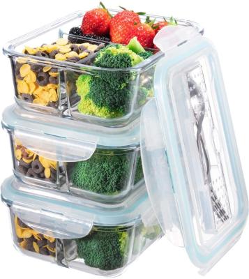 China Microwavable Professional Glass Lock Food Container Bento Lunch Box Set For Wholesales for sale