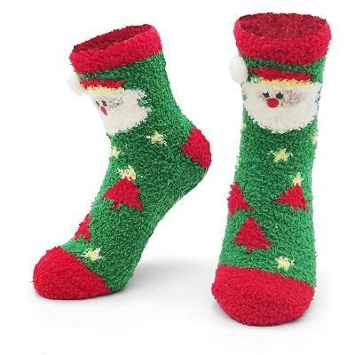 China Antibacterial 5 Pairs Fluffy Non Slip Antibacterial With Fillers Rubber Socks Novelty Funny Warm Christmas House Socks Winter for sale