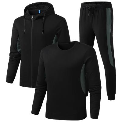 China Wholesale Private Label Antibacterial Mens Sport Workout Wear 3 Piece Sweatsuit Long Sleeve for sale