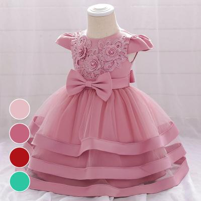 China Breathable Flower Baby Girl Tulle Dress Infant Princess Dress Baby Frock Toddler Pink Dresses Baby Clothes Dresses For 2 Years for sale