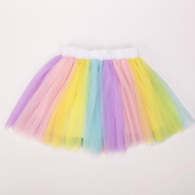 China Wholesale Children Kids Girls Rainbow Tutu Skirt 0-6T Breathable Toddler Skirt Rainbow Striped Baby Tutu Skirt D tutu dress toddler for sale