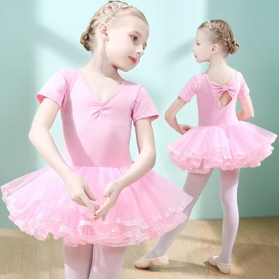 China Wholesale Breathable Kids Gymnastics Dance Dress Kids Professional Ballet Tutu Dance Tutu Kids Costume Ruffle Ballet Dresses For Girls for sale