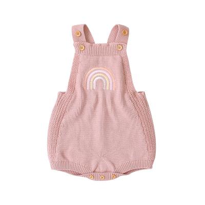 China 100% Cotton Knitted Romper Infant Newborn Babies Crochet Sleeveless Baby Knitted Romper Rainbow Sweater Winter Clothes Knitwear Rompers for sale