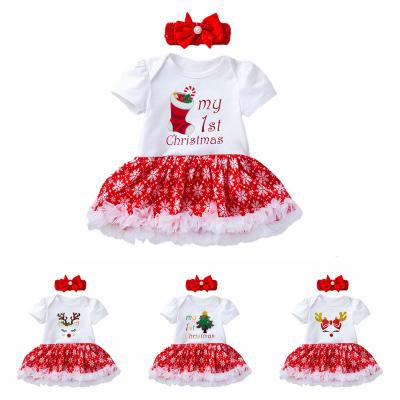 China Newborn Santa Claus Baby Christmas Dress Short Sleeve Romper Dress Christmas Baby Costume Christmas Clothes Summer Viable Babies for sale