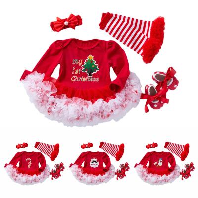 China Christmas Baby Viable Outfit With Headband Shoes Leg Warmers 1st Babies Christmas Clothing Tutu Dress Newborn Infant Sets for sale