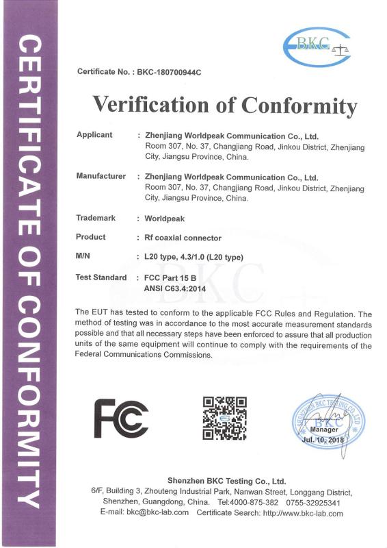 FCC - Zhenjiang Worldpeak Communication Co., Ltd.