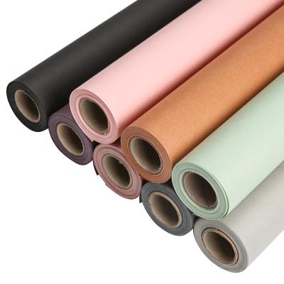 China Recycled Materials SINOWRAP Wholesale  50cmX8Y  Recyclable Flower Wrapping Rolls Solid Color Kraft Flower Wrapping Paper for sale