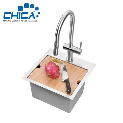 China With Faucet TM1515 15x15 Inches Small Square Square Topmount Stainless Steel Handmade Kitchen Sink For RV for sale