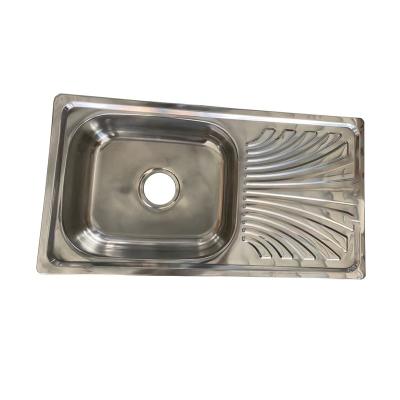 China Without Faucet Press Kitchen Sink SUS304 Topmount Single Bowl Stainless Steel Wash Basin for sale