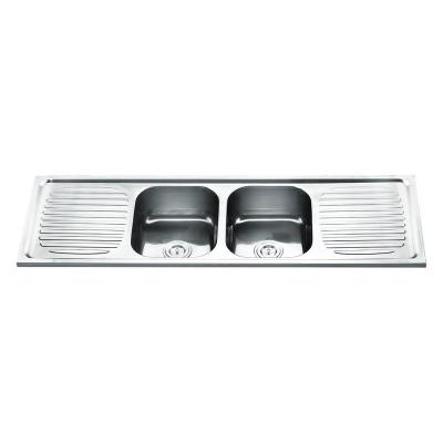 China With Tap CH15050 1500X500mm Deep Drawn Double Bowl Topmount Stainless Steel House Kitchen Sink Model 15050 for sale