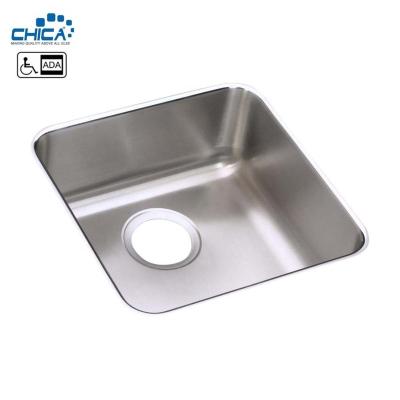 China Without Faucet CHADA1616 16.5X16.5 Inch Square Undermount Bowl Single Shallow Deep Single Drawer Stainless Steel Kitchen Sink For ADA for sale