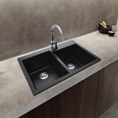 China Without Double Faucet Double-Mount Granite Bowl Compound Kitchen Sink for sale