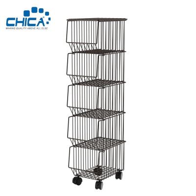 China 5 Modern Kitchen Sink Tiers Kitchen Storage Rack Black Color Food Shelving Debris Storage Rack Accessories for sale