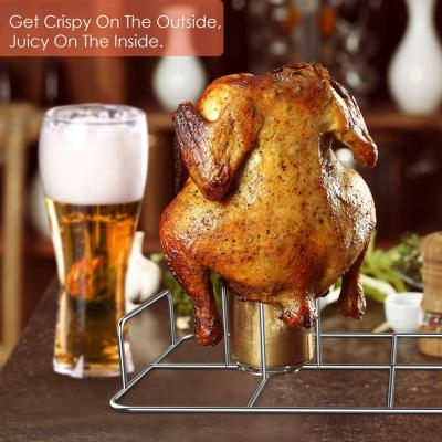 China Easily Cleaned Stainless Steel Rotisserie Rack With Two Beer Can Chicken Rack for sale