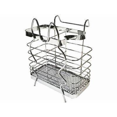 China Durable Rustproof Stainless Steel Mesh Utensil Drying Rack Draining Basket for Chopsticks Administer Fork Knife Spoon Holder for sale