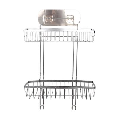 China Sustainable Household Products Stainless Steel Kitchen Storage Bathroom Two Tier Shelf for sale