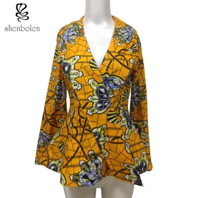 China Fashion Design Women African Ladies Jackets Long Flare Sleeve Wax Printed for sale