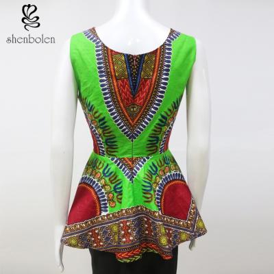 China Stylish African Inspired Print Jumpsuits Dresses Anti - Wrinkle Wax Printed for sale