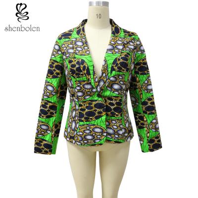 China Long Sleeve Lined Kitenge Fabric African Ladies Jackets Wax Printed Colorful for sale