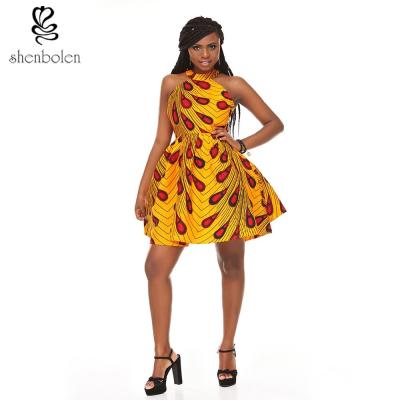 China OEM Retro Inspired Style African Attire Dresses / 100% Cotton Wax Print Dresses for sale