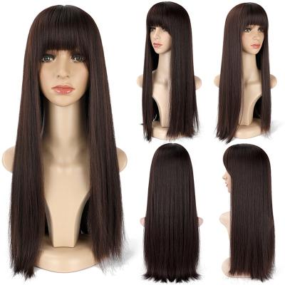 China Best Selling Free Shipping Straight Hair Full Lace Silky Straight Long Transparent Lace Wig Natural Black Wig for sale