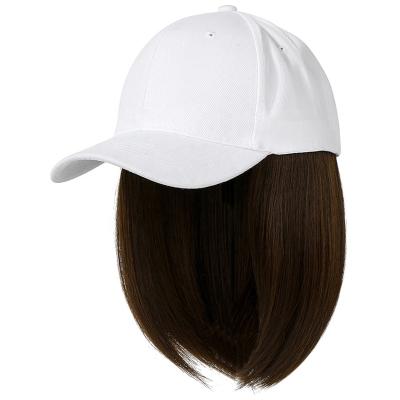 China Regular Bob Wig Detachable Hat Synthetic Hair Straight Bob Hat Wigs Natural Short Wave Lace Wig for sale