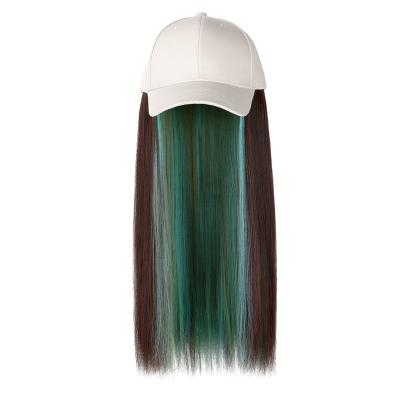 China New Fashion Colored Detachable Wig Cap Women's Regular Wave Length Straight Hair Wig Middle Piece for sale