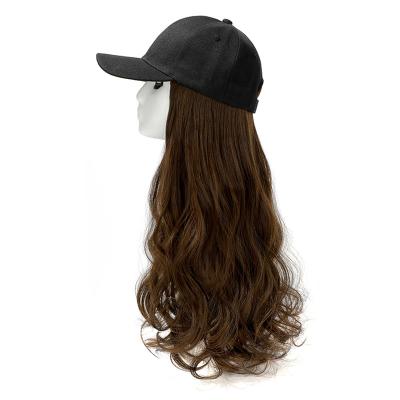 China New Matte Texture Wig Hat Long Regular Wave One Piece Curly Hair Seamless Stain Wig For Girl for sale