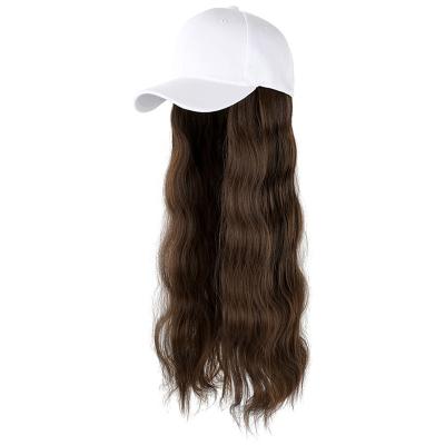 China Regular Wave Wig Female With Cap Wig Integrated Water Ripple Fashion Brown Black Wig Piece For Girl for sale