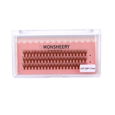 China Easy Single 20 Hairs Group Caramel Color Grafted Eyelashes Wholesale False Eyelashes for sale