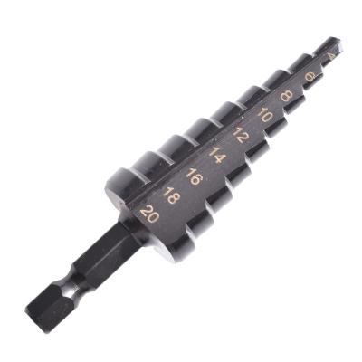 China 3 Pieces HSS Iron Flat Step Bit 3-12mm 4-12mm 4-20mm Straight Step Bit Electric Wood Metal Drilling Groove Hexagon Handle Pagoda Bit for sale