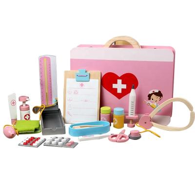 China Children's Learing Toys Wooden Simulation Medicine Kit Doctor Toy For Kid Toy for sale